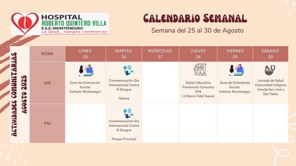 2. Calendario Semanal Actividades HRQV Agosto 25 al 30 2025