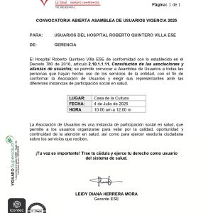 Convocatoria abierta asamblea de usuarios