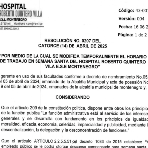 Modificación de la jornada laboral Semana Santa