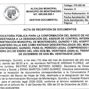 Acta de recepción de documentos