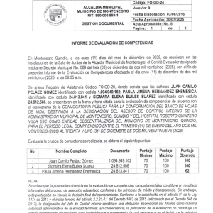 Resultado pruebas control interno
