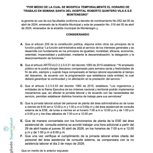 Modificación Horario Abril