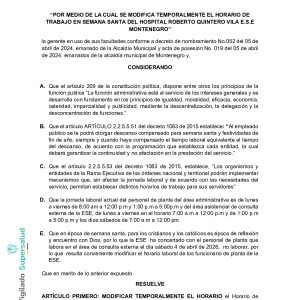 Modificación Horario Semana Santa